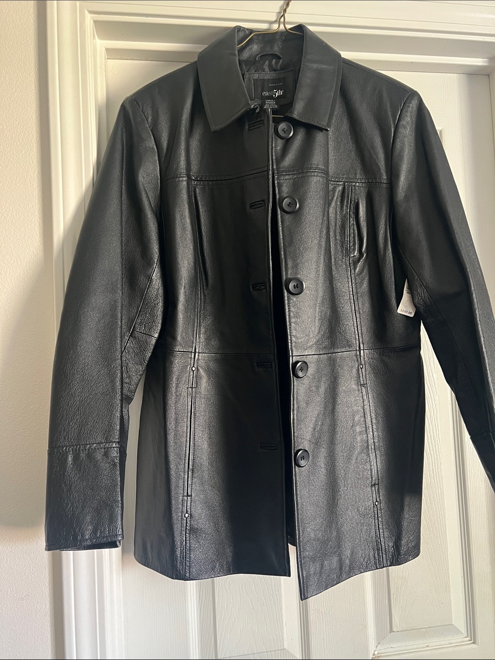 NWT vintage East 5th Black Leather Button-Up Jacket